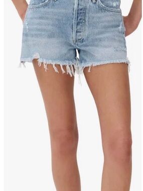 Agolde Light Blue Distressed Cutoff Denim Shorts